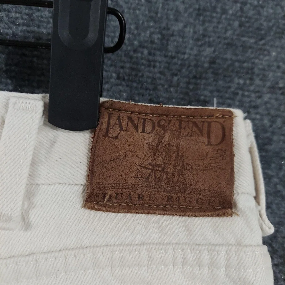 Vintage Lands' End Jeans Mens Fits 34x30 White Square Rigger Denim 5 Pocket USA